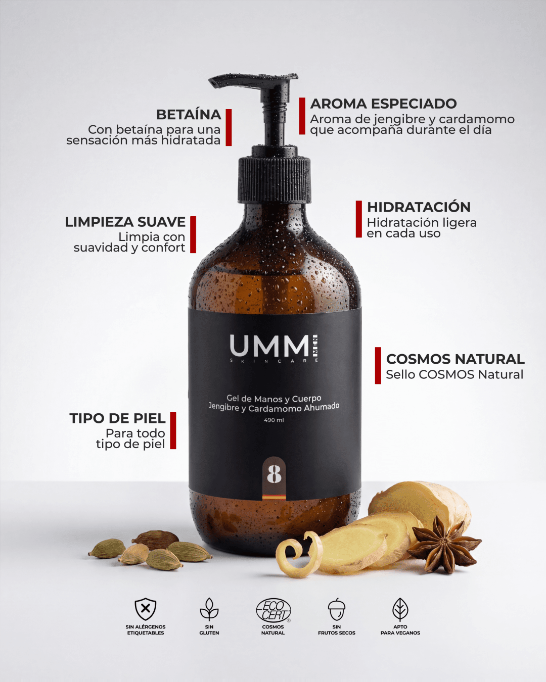 Gel de Manos y Cuerpo – Jengibre y Cardamomo Ahumado__UMMI skincare