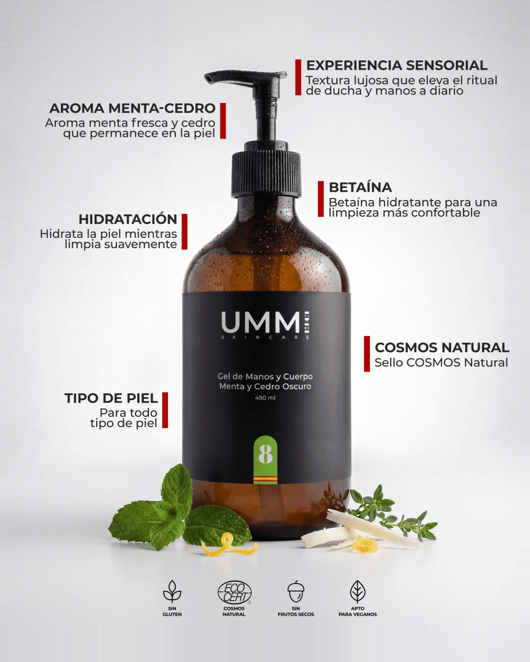 Gel de Manos y Cuerpo – Menta y Cedro Oscuro__UMMI skincare